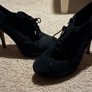 Hardly Worn WHBM Black Suede High Heeled Boots Size 7